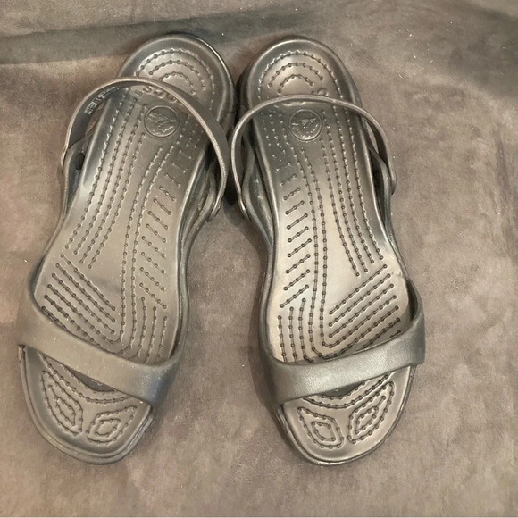 CROCS  Sz 11 Cleo 2 Straps Comfort Slip On Sandals - Picture 4 of 11